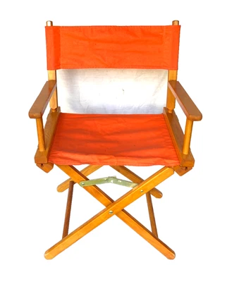 Silla de Director Plegable Telescopio Vintage Marco de Madera de Lona Naranja - ¡Bonito!! Foto 1 de 2