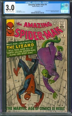 Amazing Spider-Man #6 CGC 3.0 Marvel Comics 1963 1-е появление ящерицы - Изображение 1 из 2