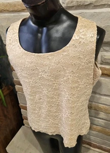 Hübsches COLDWATER CREEK Tanktop Stretch Shirt mit Spitze gold hellbraun nude mit FUTTER. XL - Bild 1 von 10