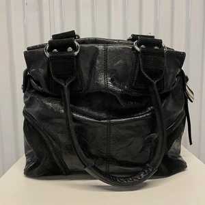 Borsa a mano Y2K Francesco Biasia nera in pelle/camoscio Moto Hobo a tracolla - Foto 1 di 24
