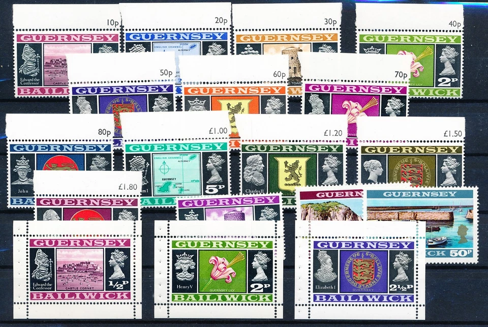 LS64136 Guernsey definitives coat of arms & views edges MNH - Image 1 of 1