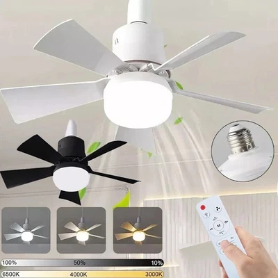 Modern Ceiling Fan With LED Light Remote Control Lighting E27 Bedroom Living B22 - Image 1 of 4
