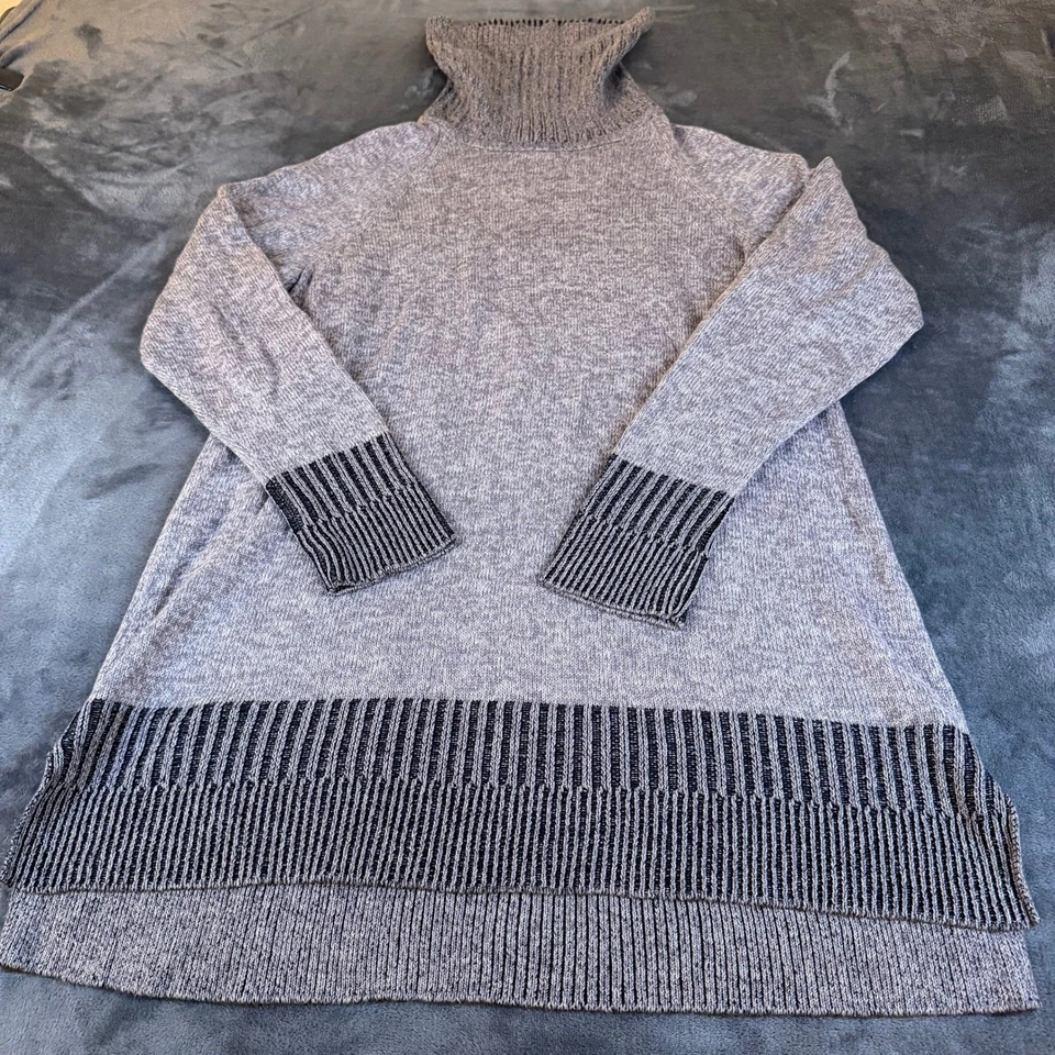 Suéter túnica Isaac Mizrahi gris vivo manga larga cuello alto para mujer grande Foto 1 de 4