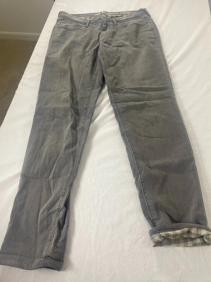 Pantalones forrados de franela Eddie Bauer para mujer talla 6 o 34 X 31 gris novio relajado Foto 1 de 4
