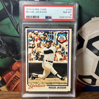 O-Pee-Chee 1978 OPC #110 Reggie Jackson New York Yankees Salón de la fama PSA 8 casi nuevo-como nuevo Foto 1 de 2