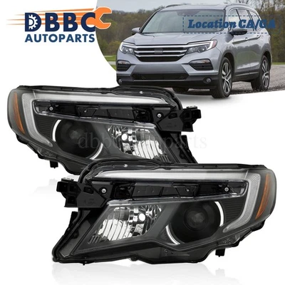 Halogen W/O BulbsFor Honda 2016-2018 Pilot LX/2017-2020 Ridgeline Pair Headlight Foto 1 de 4
