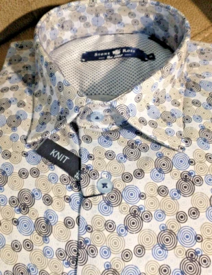 NWT Stone Rose men's size 3(medium)Long sleeve button down Knit Shirt Disc Like - Image 1 of 4