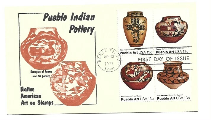 1706-09 Pueblo Indian Pottery Elite block of 4 FDC - Image 1 of 1
