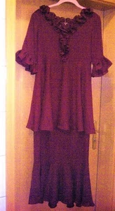 Extravagantes Volantkleid, Hippi/Zigeunerstyle *Styleworks*USA Gr.4=34 weinrot - Bild 1 von 11