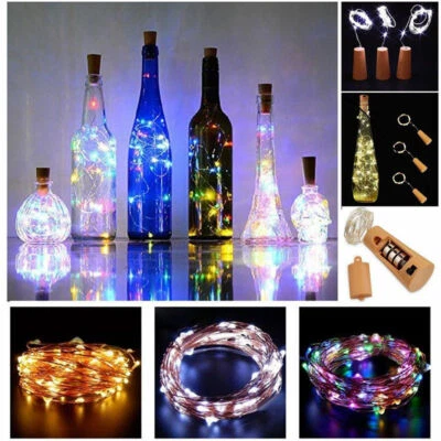 Kit de 5 luces de corcho para botella de vino tiras de luz LED de cobre cuerda lámpara hágalo usted mismo para decoración Foto 1 de 4