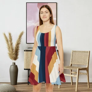 Brilliant Regimental Pattern Striped Women's Skater Dress | Stylish Design - Picture 1 of 31