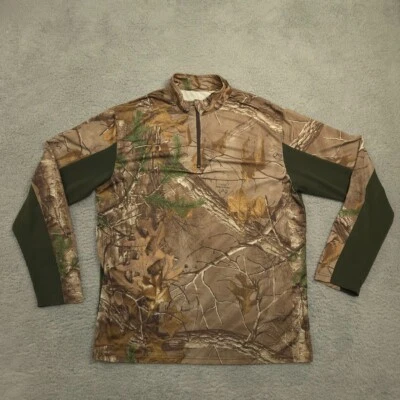 Realtree Camo Hunting Shirt Mens M Green Long Sleeve Performance Pullover - Image 1 of 4