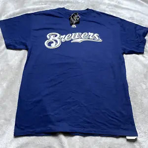 Milwaukee Brewers T Shirt Blue Large TShirt Short Sleeve Lohse 26 Baseball MLB - Picture 1 of 20