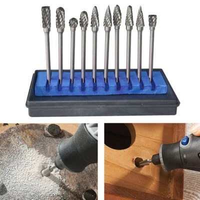 10x Rotary Burr Bit Tungsten Carbide Point Die Grinder Shank Carving Set Tools - Image 1 of 4