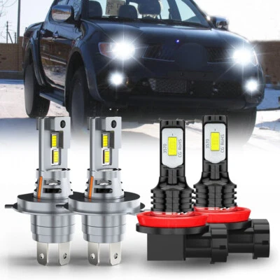 LED Headlight High Low Beam+ Fog Light Bulbs White For Mitsubishi L200 2008-2019 - Image 1 of 4
