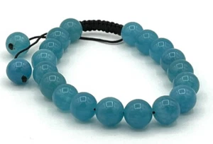 Natural Larimar Gemstone Round Beaded Adjustable Bracelet - Picture 1 of 1