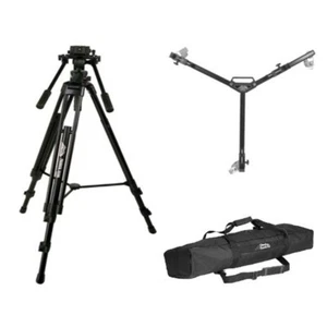 Davis & Sanford Provista 7518B Tripod + FM18 Fluid Head W3 Folding Dolly + Bag - Picture 1 of 8