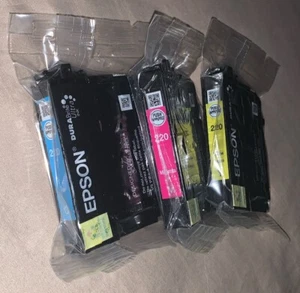 Genuine Epson 220 Color Ink Cartridges Cyan Magenta Yellow C M Y - Picture 1 of 4