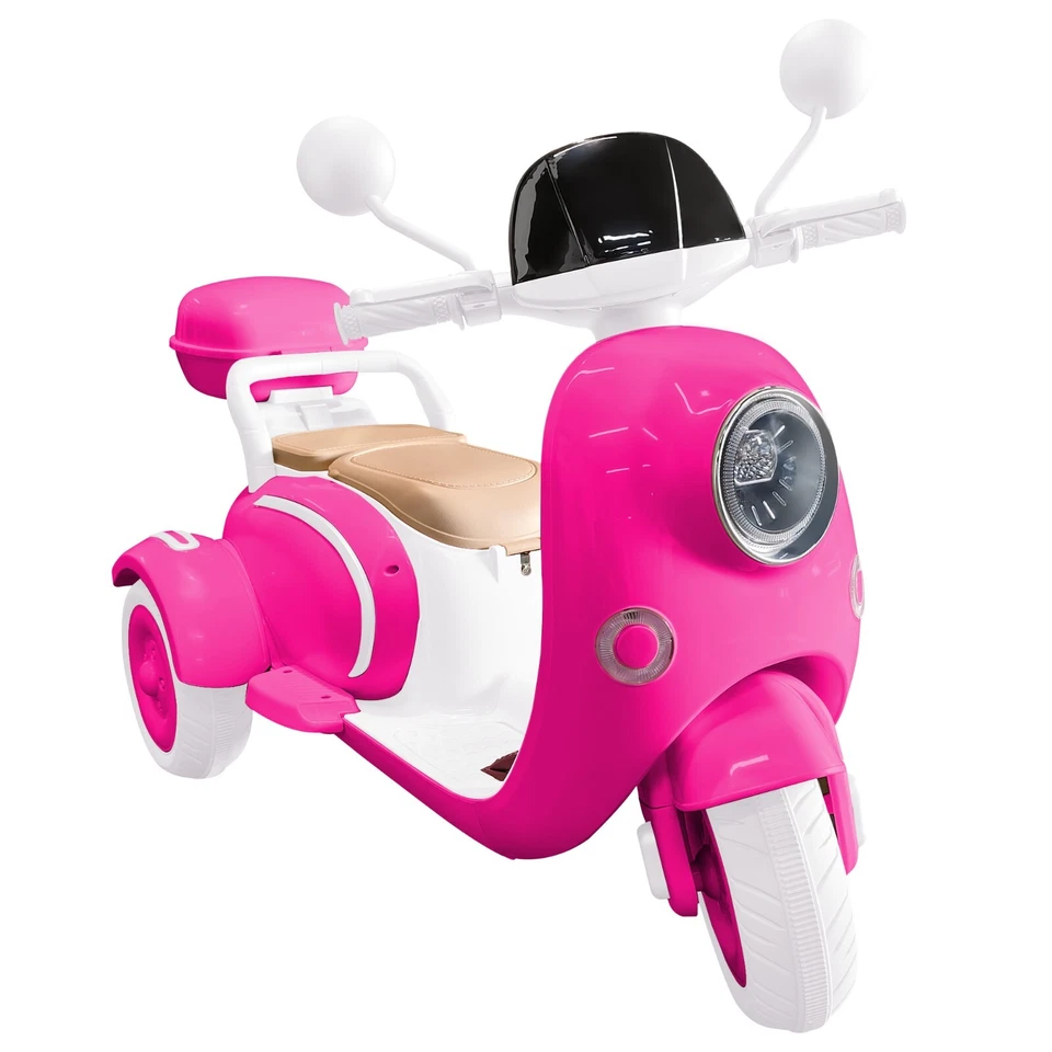 12V Kids Motorcycle Electric Moped Girls Scooter 3 Wheels Tricycle Toy with LED - Image 1 of 4