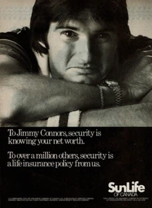 1981 Vintage Print Ad SunLife of Canada To Jimmy Connors security is knowing net - Picture 1 of 2