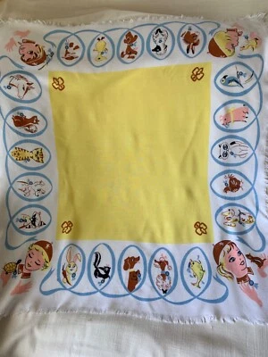 美国复古女童子军白色 23 英寸人造丝方形布朗尼头巾围巾 ESTATE — 第 1/4 张图片