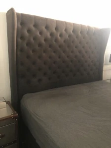 King size 178cm Ex/Tall Bed head Grey Upholstered Headboard Excellent Condition - Picture 1 of 10