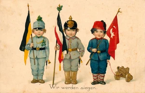 Postal de propaganda de la Primera Guerra Mundial - Niños como aliados - Austria, Alemania, Turquía - Imagen 1 de 2