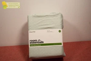Room Essentials Easy Care Cotton Blend Sateen Sheet Set Mint Dot King* - Picture 1 of 3