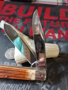 1970-1980's Parker Cut. Co. Jigged Bone Trapper Pocket Knife Japan #95149 - Picture 1 of 14