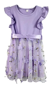 Purple Floral Kid's Birthday Or Wedding Party Dress For 2-3 Yrs Toddler Girls - Picture 1 of 5