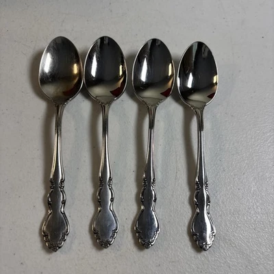 Oneida Cube DOVER Stainless Flatware Glossy Teaspoons 6” Set Of 4 - Image 1 of 4