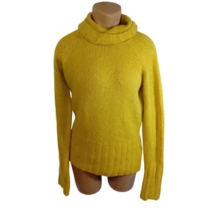 Jacob Connexion Y2K Yellow Turtleneck Long Sleeve Fuzzy Knit Sweater Mohair XL - Picture 1 of 16