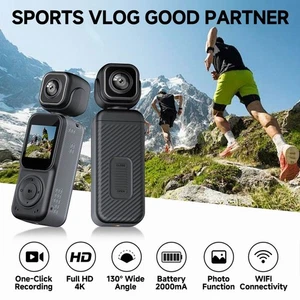 4K Camcorder Mini Police Body Camera HD 360° Video Sport Dual Live Pocket Record - Picture 1 of 19
