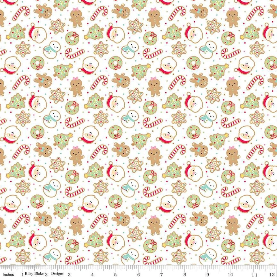 Gingerbread Kisses Sugar Cookies Christmas Cookies White Quantity 1 is 1/2 yard - Image 1 of 1
