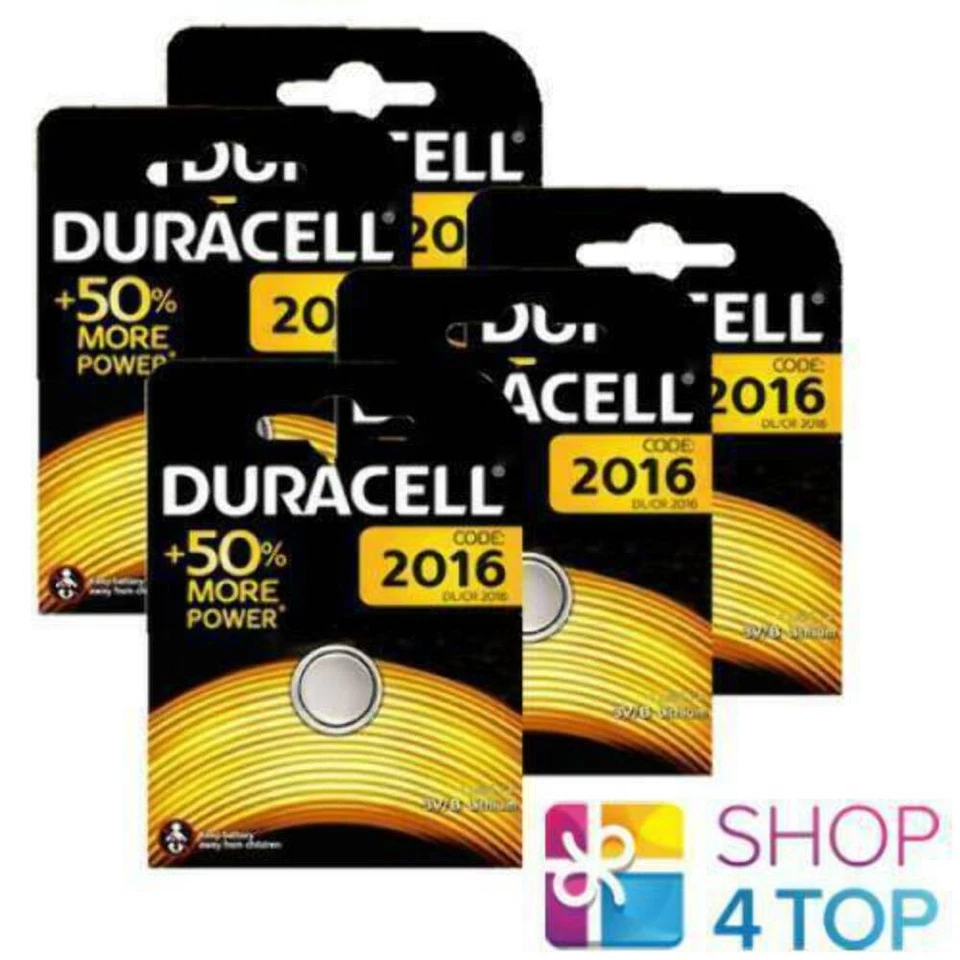 5 Duracell Cr2016 Lithium Battery 3V Button Cell Dl2016 Ecr2016 New - Image 1 of 1