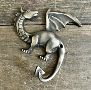 DRAGON Cast Iron Faux Brass Finish Wall Hook, 5” x 5” - Picture 1 of 2