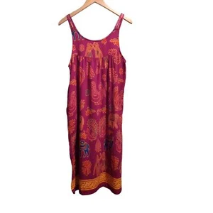 Just Love Women's Size Medium Animal Motif Magenta Print Cotton Blend Dress - Picture 1 of 6