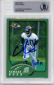 Ed Reed Autographed 2002 Topps #353 w/HOF Slabbed BAS 39895 - Picture 1 of 2