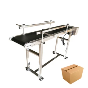 110V 47.2"*7.8" PVC Belt Conveyor with Double Guardrail Stainless Steel - Picture 1 of 7