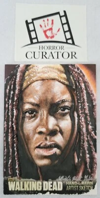 Walking Dead Season 3 Michonne Sketch Trading Card Cryptozoic Mick & Matt Glebe - Image 1 of 3
