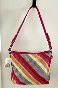 THE SAK Rainbow Stripe Medium Malboro Island Pink Crochet Shoulder Bag Y2K Neu mit Etikett - Bild 1 von 10