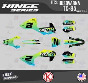 Graphics Kit for Husqvarna TC85 (2018-2022) Hinge Series -  Yellow Cyan - Picture 1 of 6