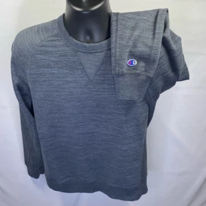 Champion Mens Sweatshirt Crew Neck Gray Heathered Knit Pullover Long Sleeve M - Picture 1 of 11