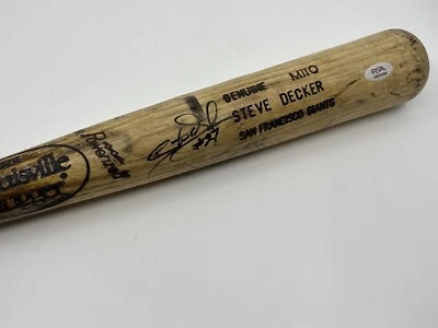 Steve Decker SF Giants Signed Autograph Game Used Louisville Slugger Bat PSA DNA - Image 1 of 4