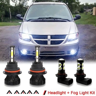 For 2001-2007 Dodge Grand Caravan 4X LED Headlight Bulbs Hi/Lo + Fog Light 6000K - Image 1 of 4