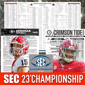 2023 Alabama vs Georgia SEC CHAMP - Flipcard gioco e note programma calcio - Foto 1 di 5