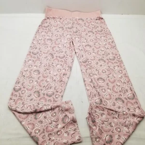 Women's Floral Sleepwear Pull On Straight Legs Lounge Pants Mid Rise Dusty Pink - Picture 1 of 5