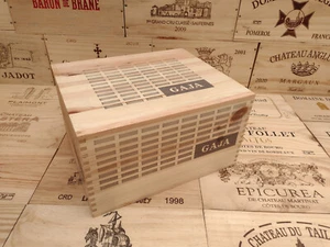 Wooden Wine Box Crate with Lid ~ Gaja, Italy ~ Genuine Storage - Picture 1 of 4