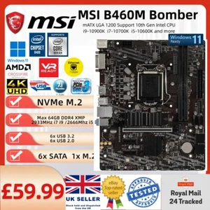 MSI B460M Bomber mATX Motherboard LGA1200 FOR 10th Intel i7-10700K i5-10600K i3 - Afbeelding 1 van 3