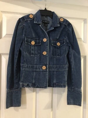 Mixit Women’s Blue Jean Jacket Stretch Casual 3 Button Front Collared Size 6 - Image 1 of 4